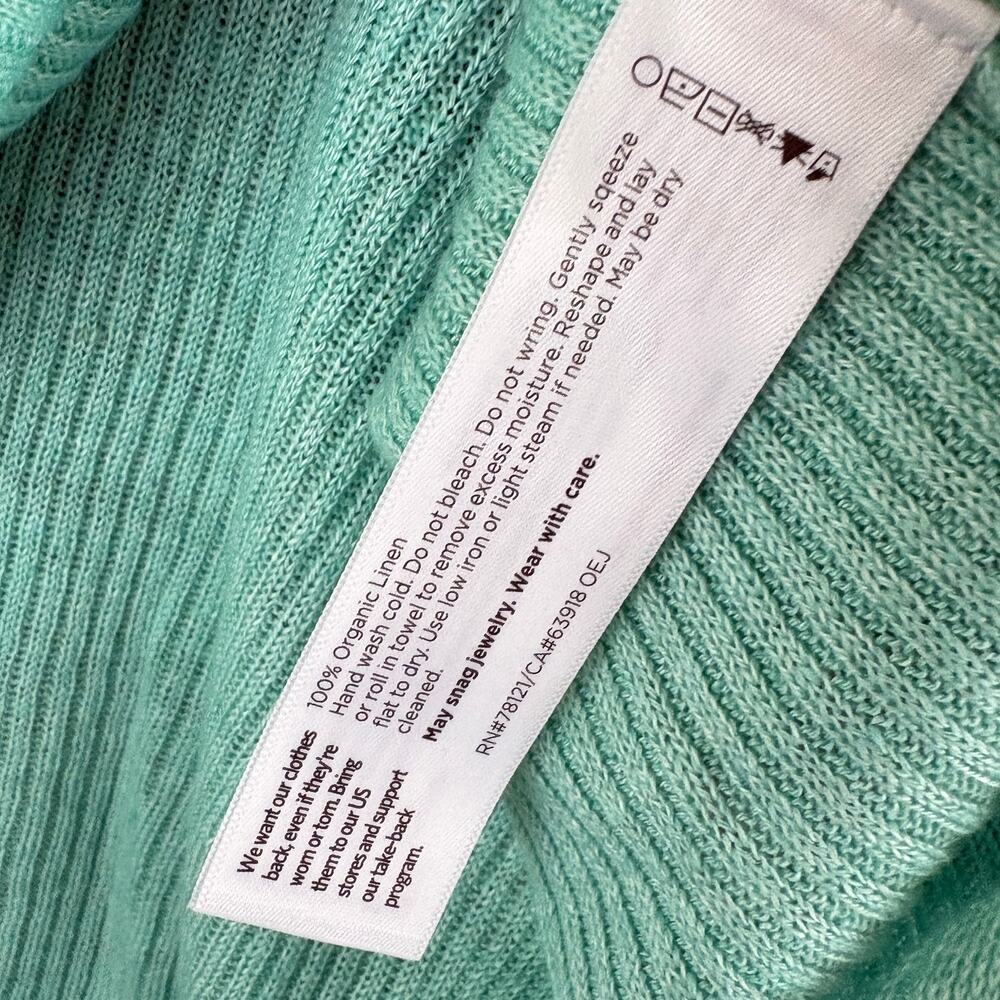 Eileen Fisher Linen Ribbed Sweater L NWT Aqua Green Coastal Luxury Minimalist - Picture 4 of 7